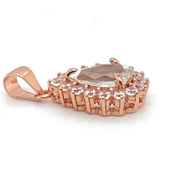Aquamarine 1.20ct Rose Gold Finish Solid 925 Sterling Silver Pendant - Picture 6 of 7
